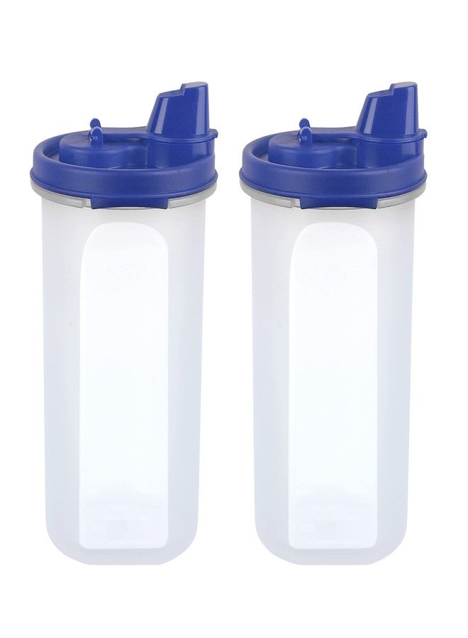 Cutting EDGE Smart Oil Dispenser Storage Set of 2 Air-Tight Leak Resistant Plastic Round Modular Container for Vinegar, Refined, Water BPA Free Refrigerator Safe, 2.4 Cups/ 19.8 Oz Dark Blue - Image 1